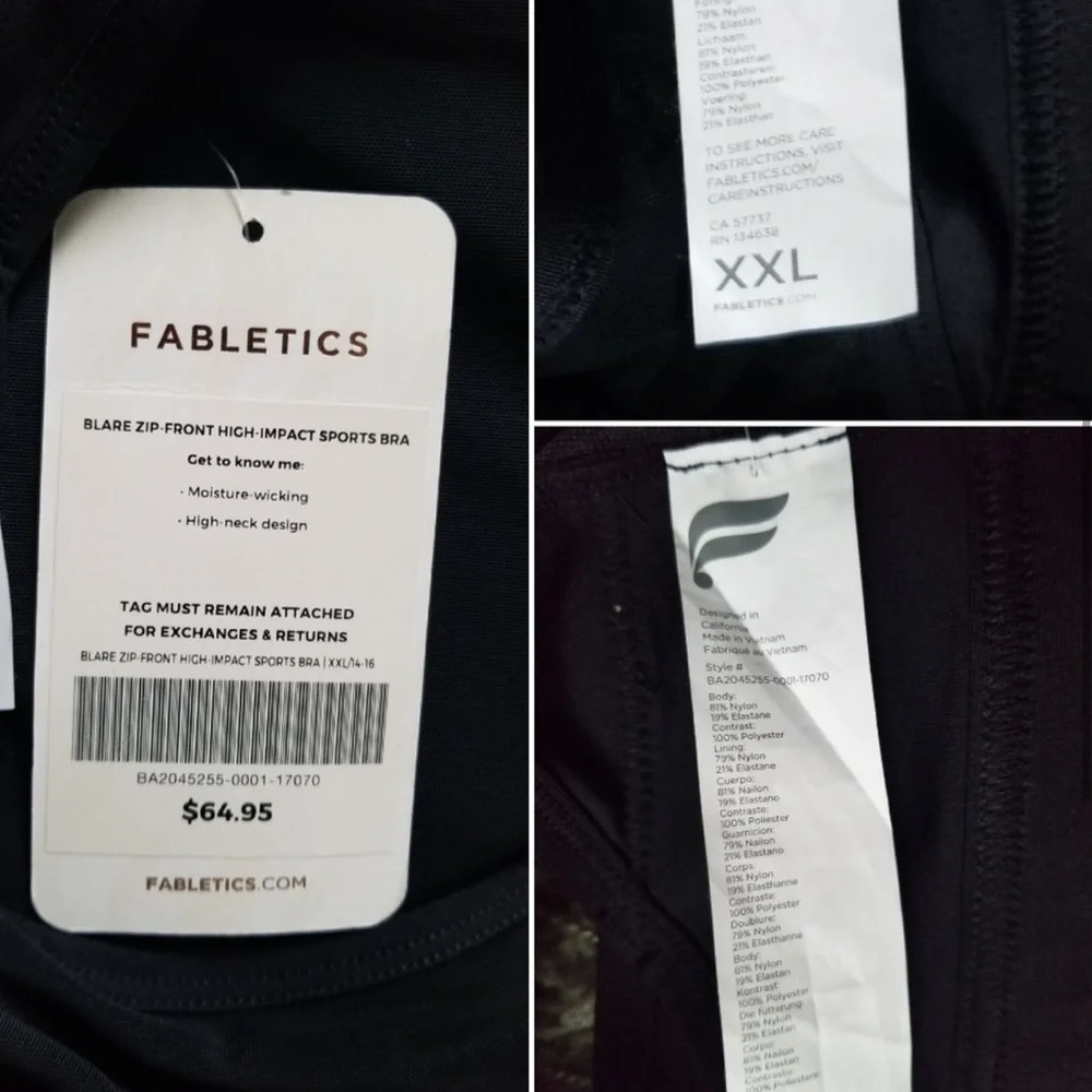 Fabletics blare zip up high impact sports bra